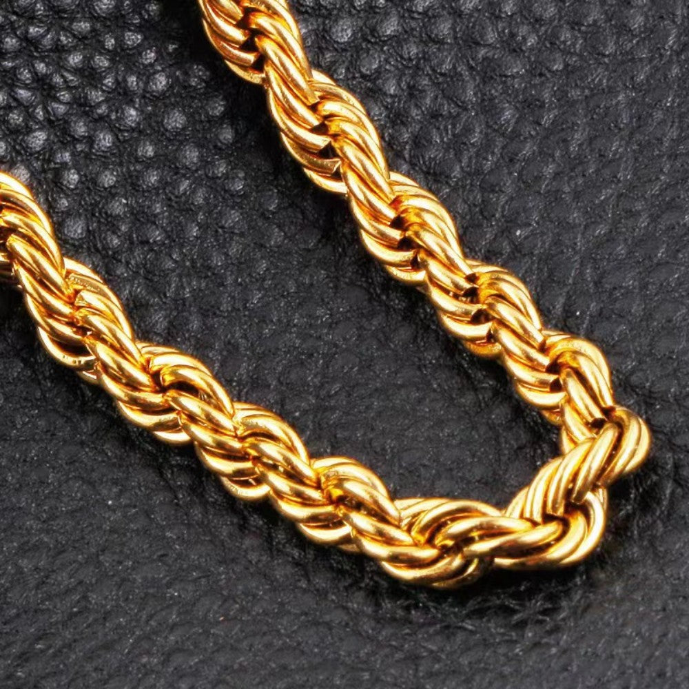 Gold-plated Twist Hemp Rope Long Buckle Necklaces