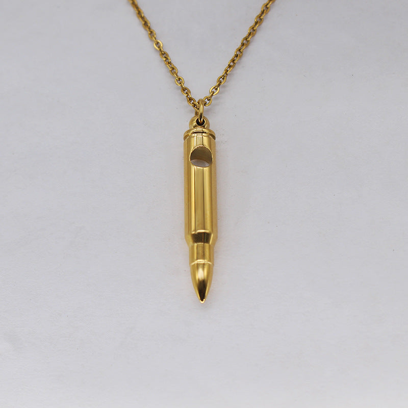 Veterans Memorial Bullet Projection Stone Titanium Steel Necklaces