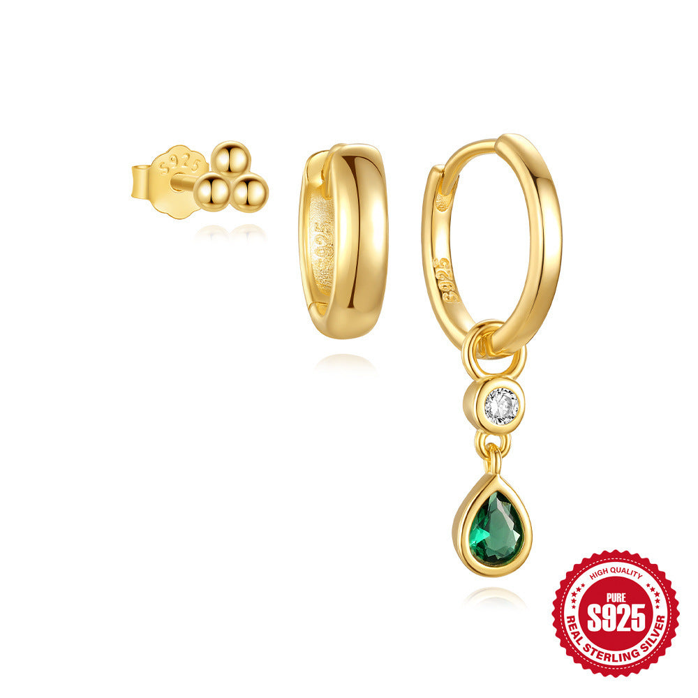 Women's Eye Water Drop Diamond Aperture Detachable Earrings