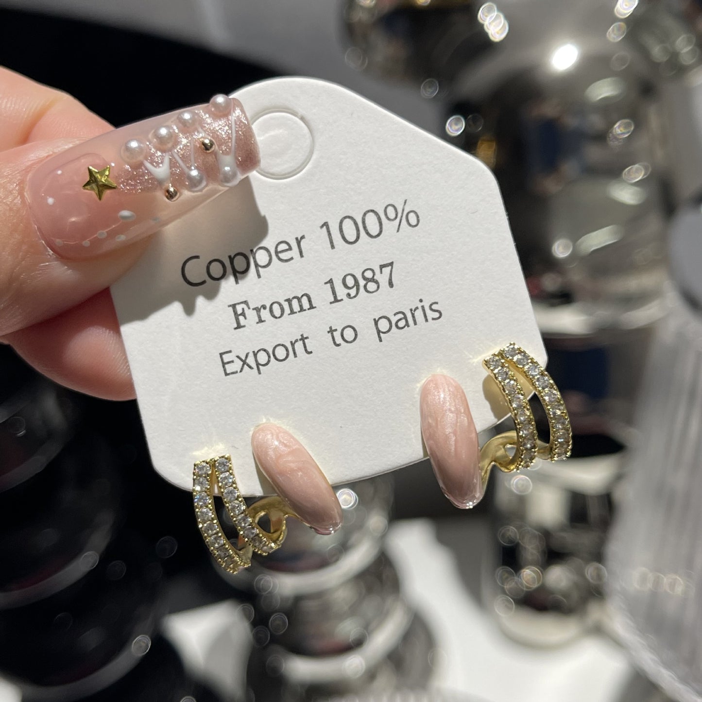 Spring Pink Enamel Collection Sier Light Luxury Earrings