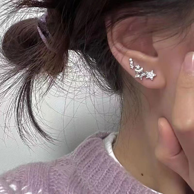 Cold Style Star Zircon Female Design Earrings