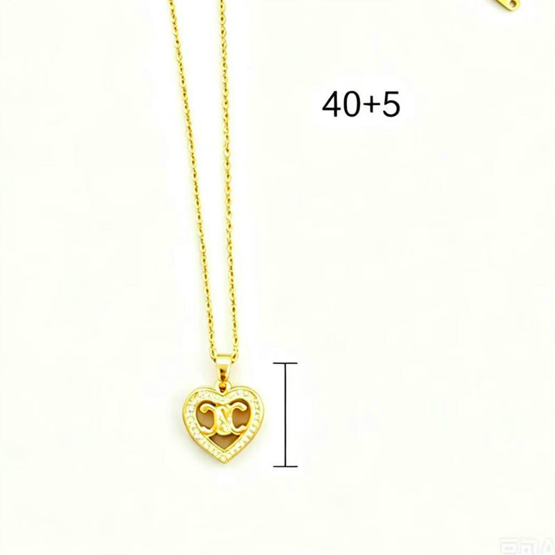 Heart-shaped Full Of Diamond Rose Dragonfly Pendants