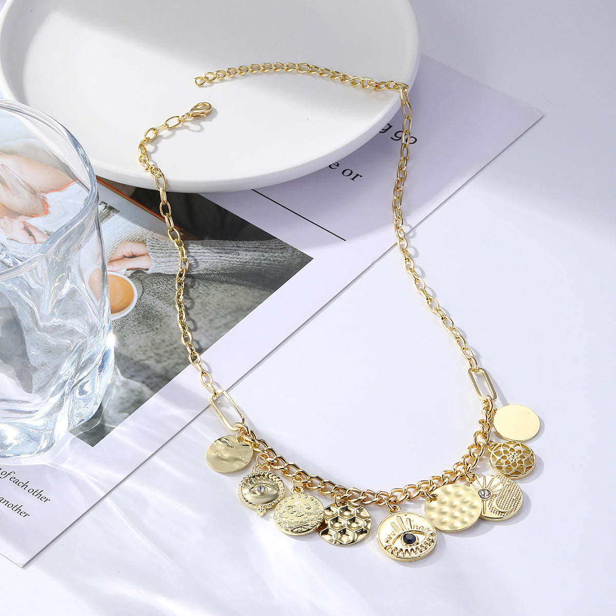 Female Bohemian Metal Ancient Coin Devil's Necklaces