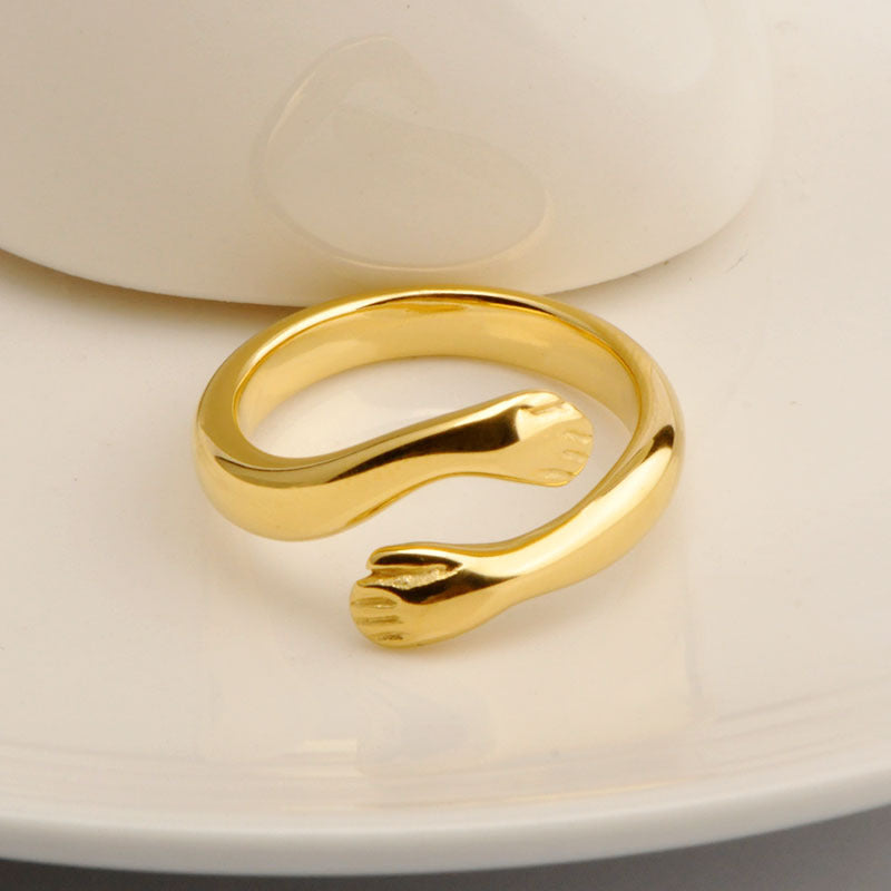 Warm Hug Titanium Steel Gold Plated Rings