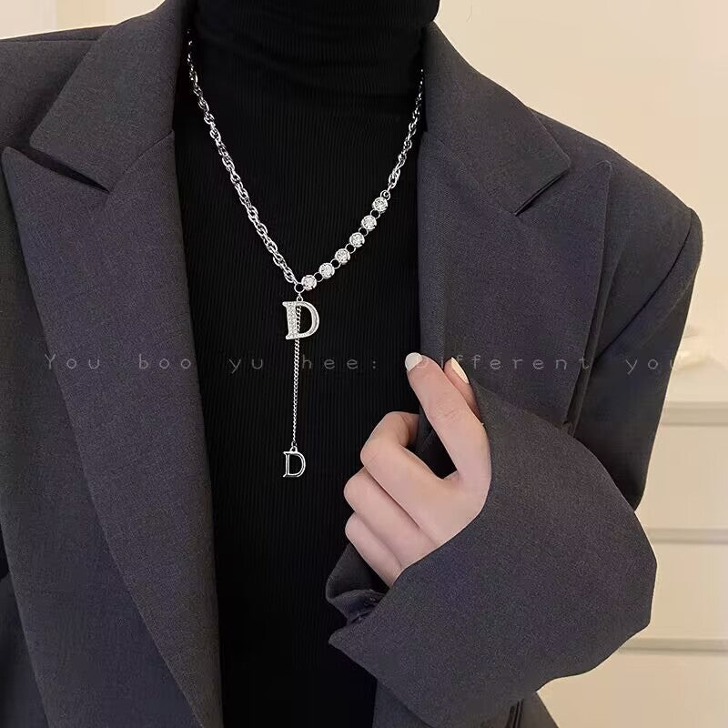 Women's Sweater Chain High-grade Long Pearl Titanium Necklaces