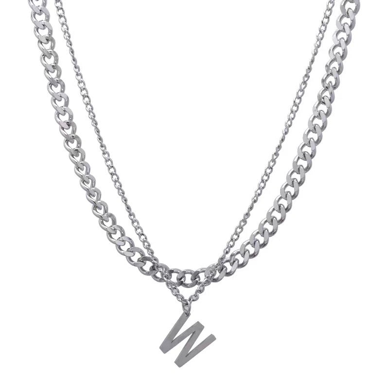 Women's & Men's Letter Double Layer Twin Sweater Chain Necklaces
