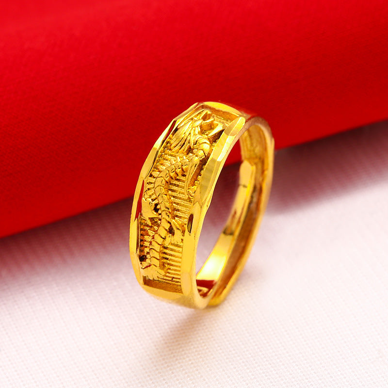 Women's & Men's Gold Couple Gold-plated Jewelry Brass Wedding Rings