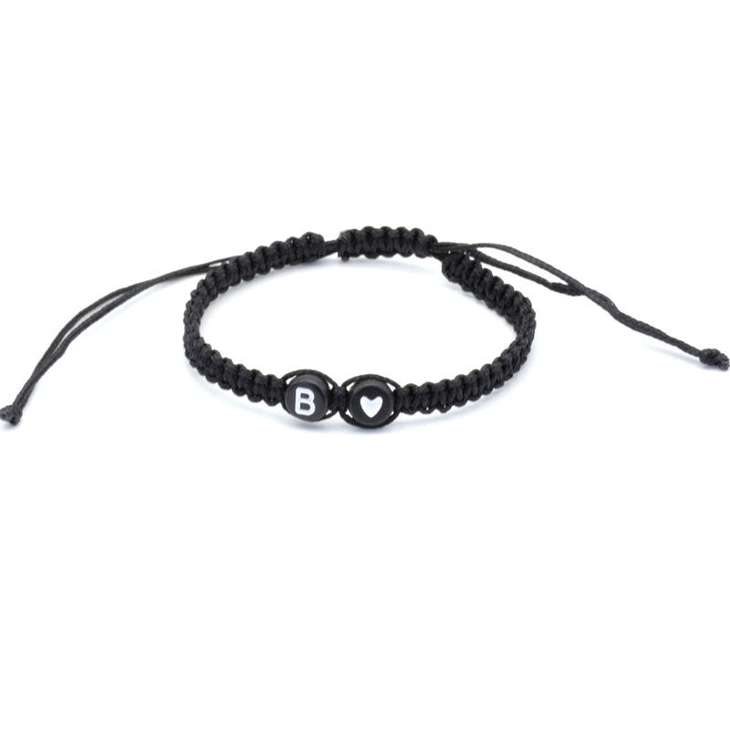 English Letters Love Heart Woven Friendship Bracelets