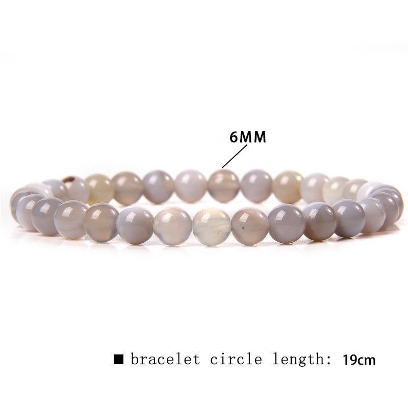 Women's & Men's Single Circle Beaded Natural Agate Stone Bracelets