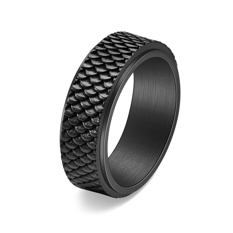Men's Retro Titanium Steel Scale Rotatable Personalized Rings