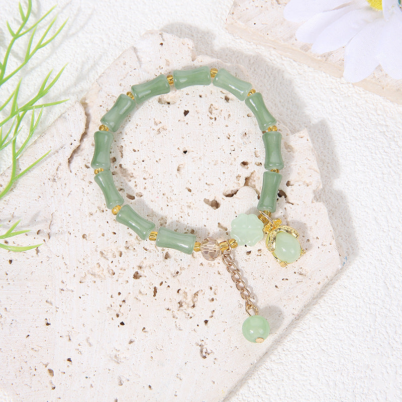 Bamboo Imitation Aventurine Festival High Peace Buckle Jade Bracelets
