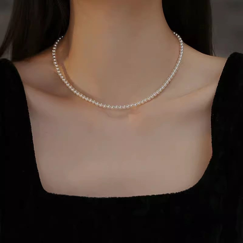 Women's Magnetic Buckle Perfect Circle Pearl Twin Necklaces