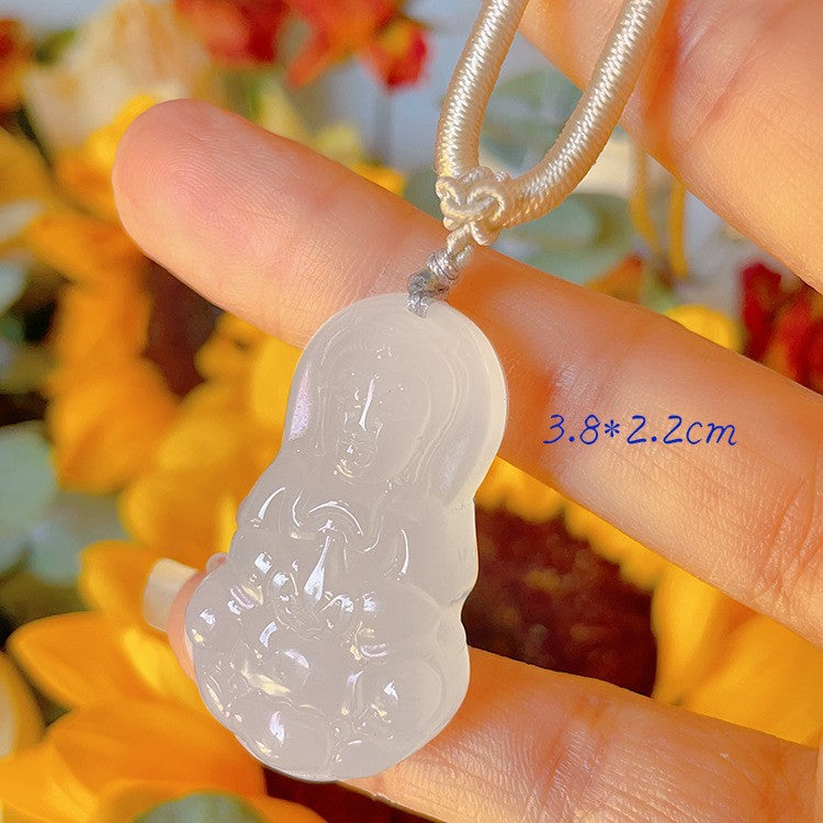 Buckle Chalcedony Fox Gourd Flower Moon Necklaces