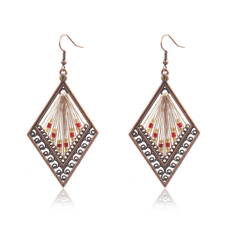 Women's Vintage Tassel Fashion U-shaped Hand-woven Exaggerated Earrings
