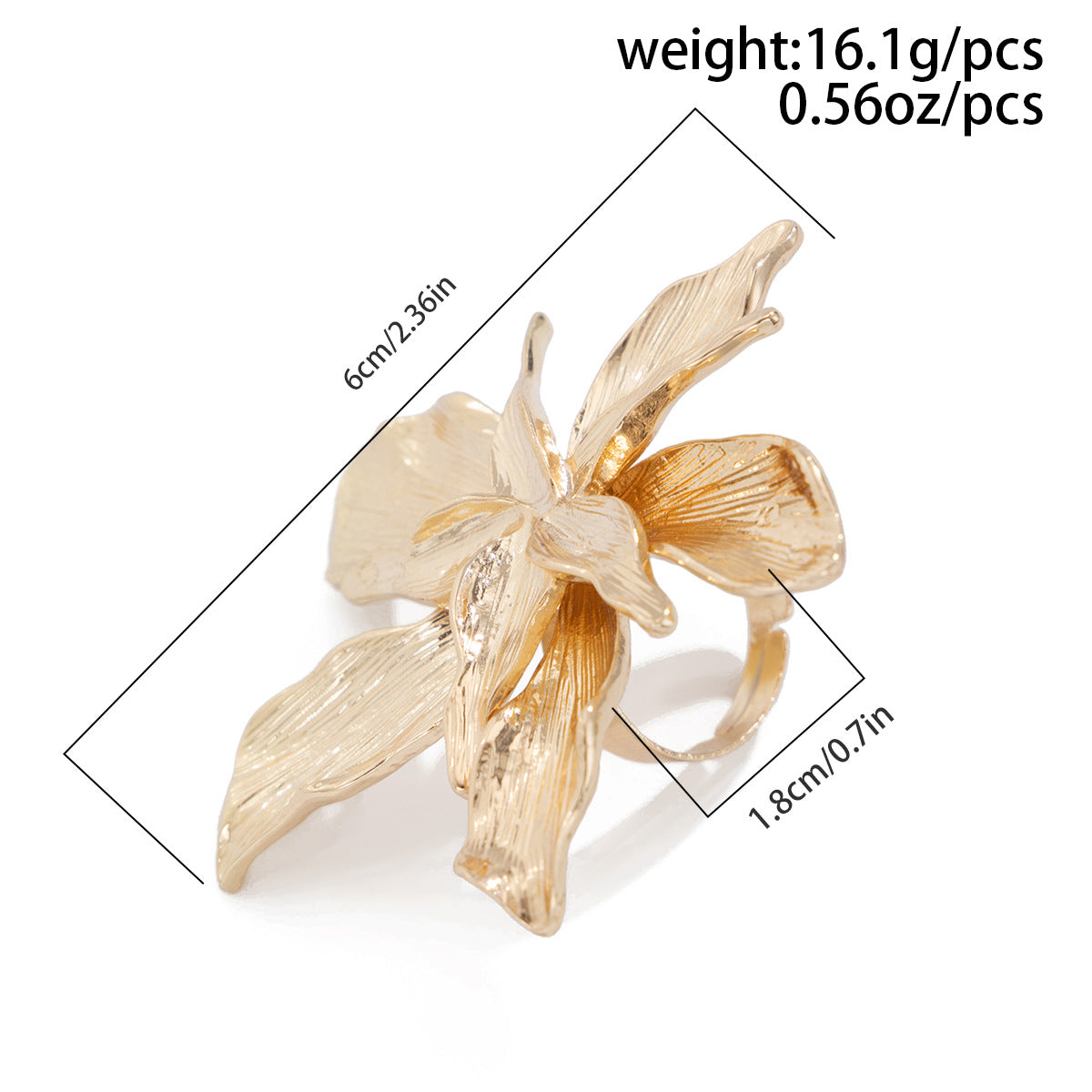 Personality Five Petal Flower Three-dimensional Open Exaggerated Rings