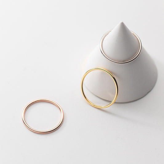 Sier Simple Thin Glossy Line Fashion Rings