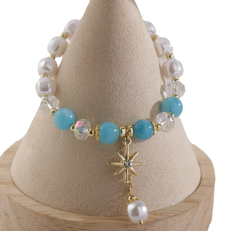 Clothing Glass Floral Beads Fresh Pastoral Tourist Attractions Elastic Bracelets