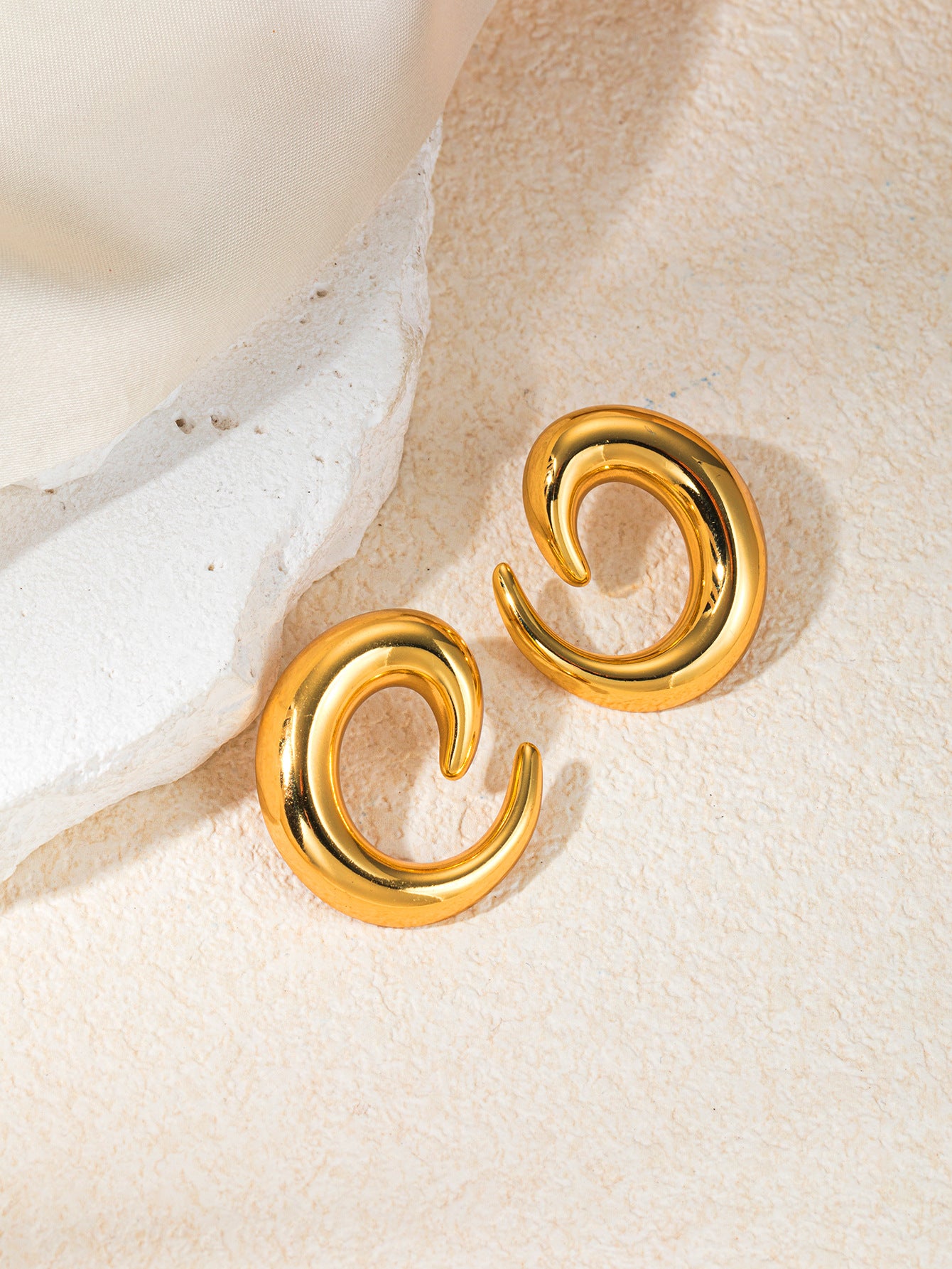 Stainless Steel Ginkgo Leaf Petals Golden Earrings
