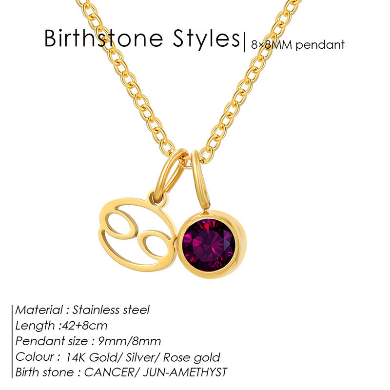 Women's Birthstone Twee Constellation Light Luxury Color Pendants