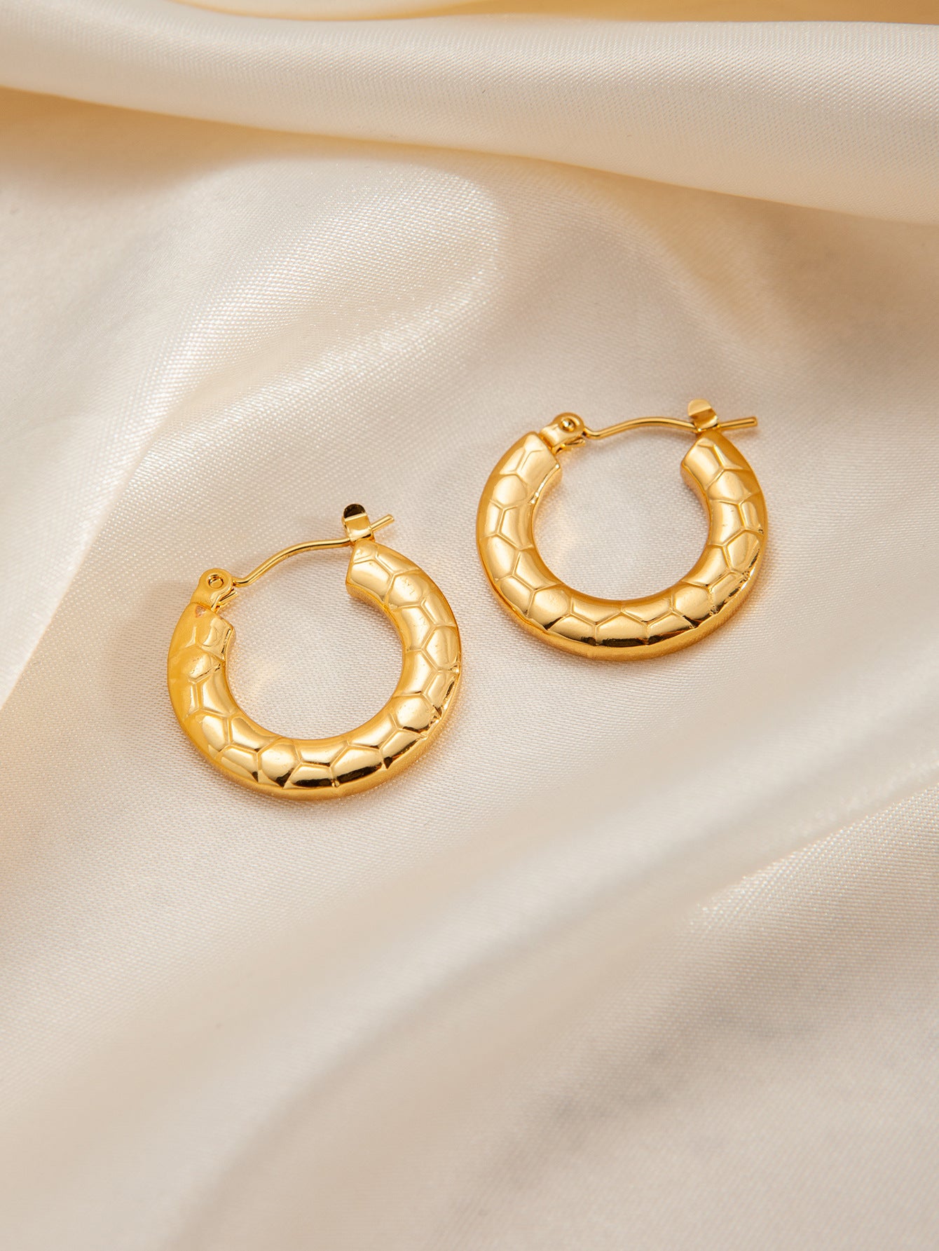 Stainless Steel Ginkgo Leaf Petals Golden Earrings