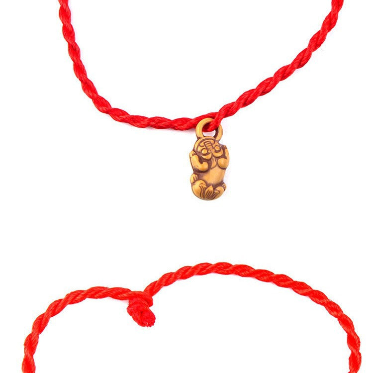 Wood Lucky Pit Red Rope Couple Bracelets