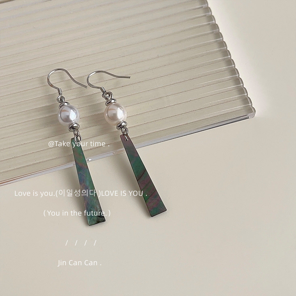 Abalone Shell Handmade Design Sense Sier Earrings