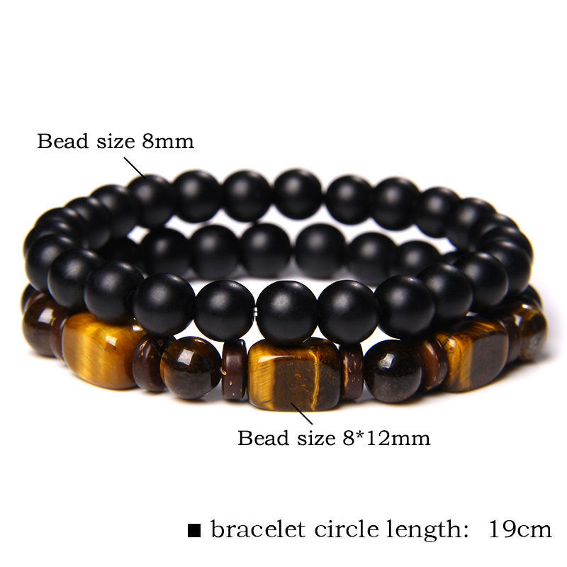 Men's Square Tigereye Cut Surface Haematite Woven Bracelets