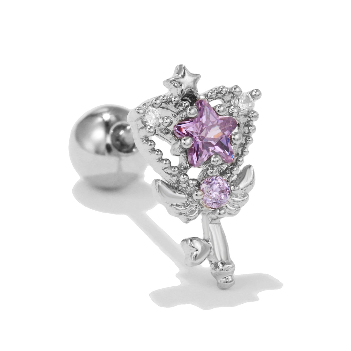 Women's Loving Heart Zircon Flower For Niche Design Ear Bone Earrings