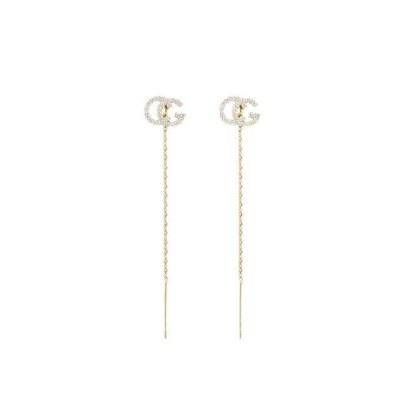 Micro Inlay English Alphabet Letter High Niche Earrings