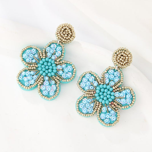 Women's Bohemian Retro Flower Fabric Art Ethnic Style Earrings