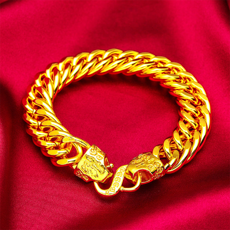 Men's Vietnam Placer Gold Boss Wide-brimmed Blessing Head Bracelets