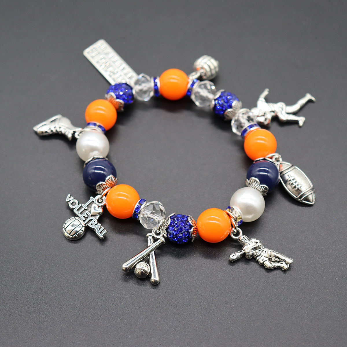 Team Elastic Beaded Football Basketball Rugby Bracelets