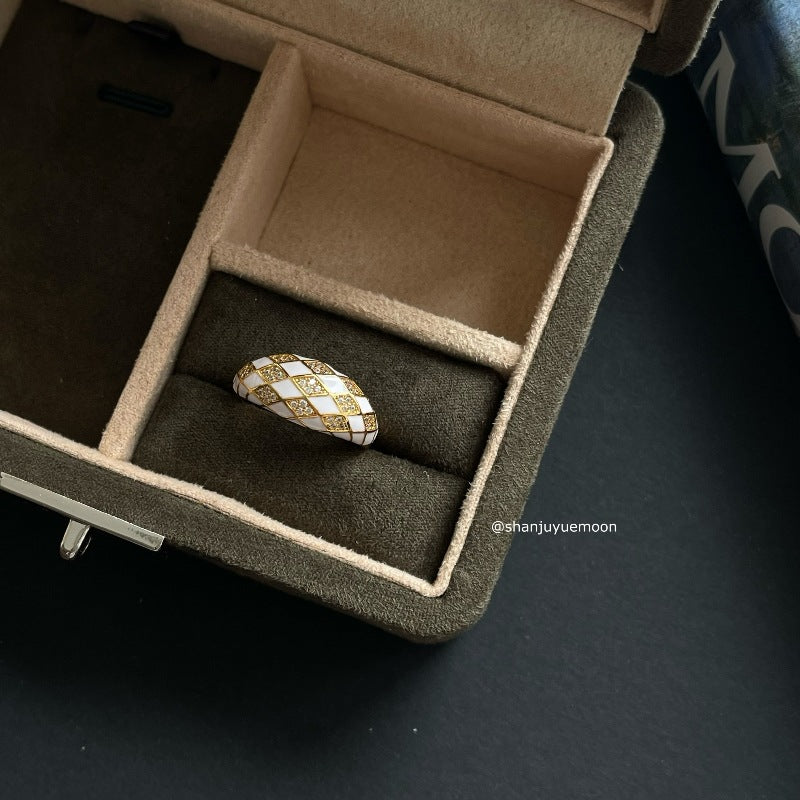 Luxury French Diamond Drip Glazed High Sense Design Rings
