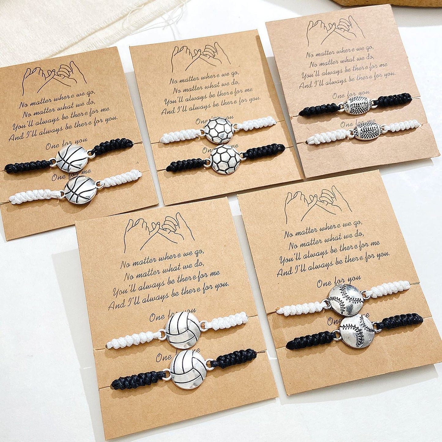 Pack Basketball Tennis Ball Woven Sports Bracelets