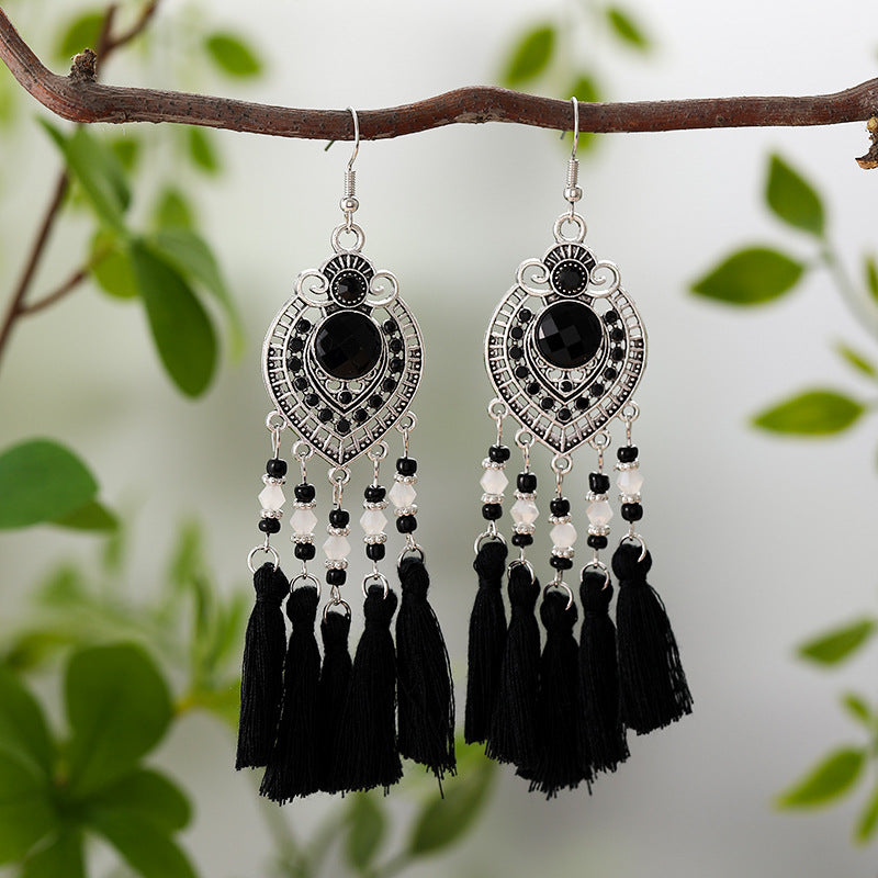 Daisy Vintage Oval Diamond Tassel Leaf-shaped Earrings