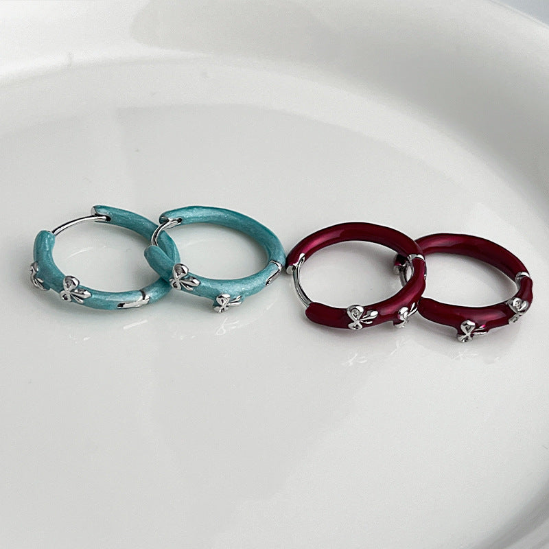 Women's Girlish Red Niche Exquisite Drip Glazed Earrings
