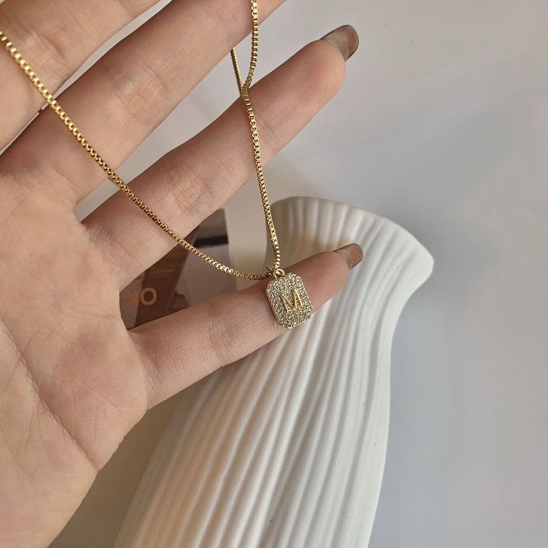 Female Letter Golden Clavicle Chain Niche Design Pendants