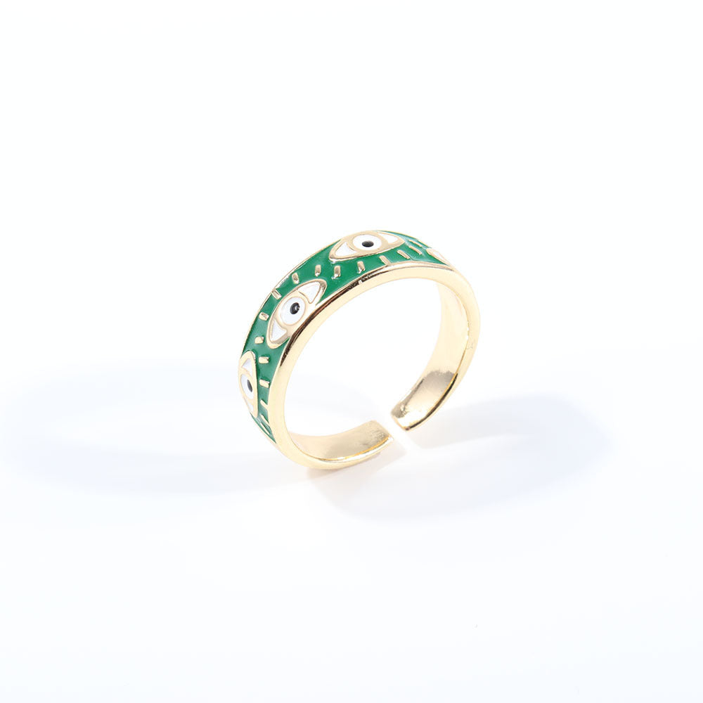Fashion Gold Colorful Oil Devil's Eye Rings