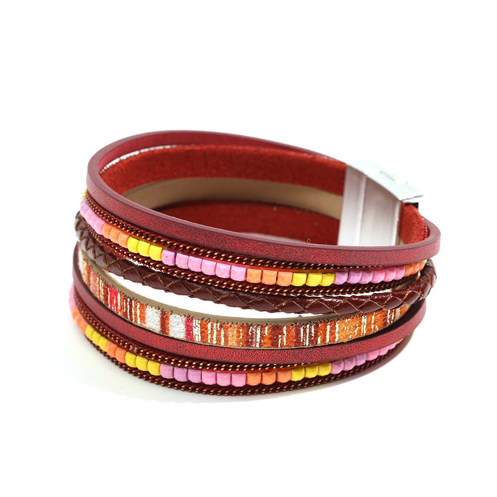 Bohemian Style Woven Magnetic Buckle Hand Strap Bracelets