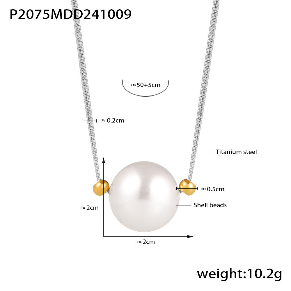 Pearls Titanium Steel Round Snake Clavicle Necklaces