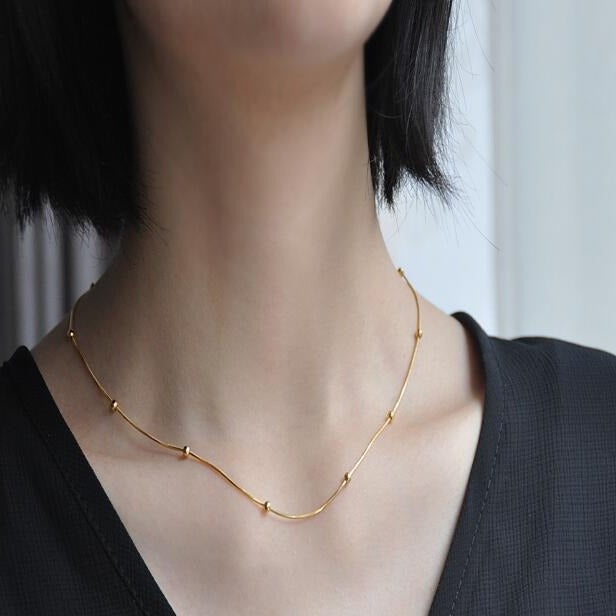 Women's Gold Beads Snake Short Chain Trendy Necklaces