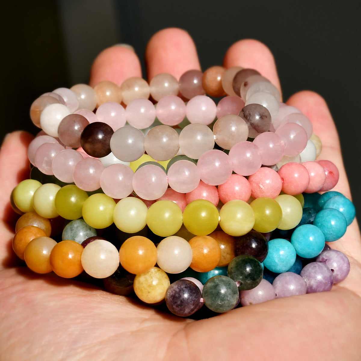 Round Beads Natural Stone Agate Bead Crystal Bracelets