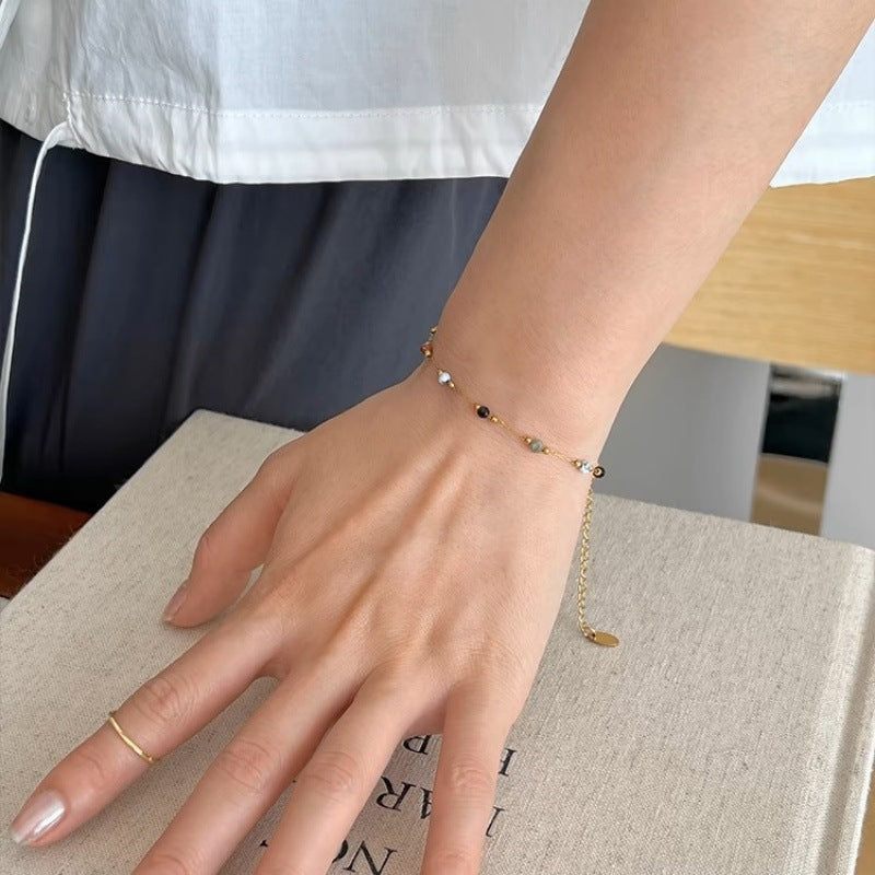Natural Stone Stitching Spacer Beads Simple Bracelets