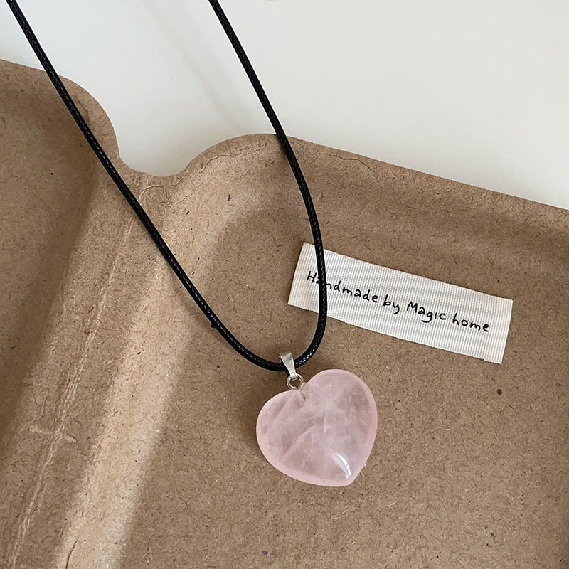 Women's Stone Love Black Rope Simple Minority Necklaces