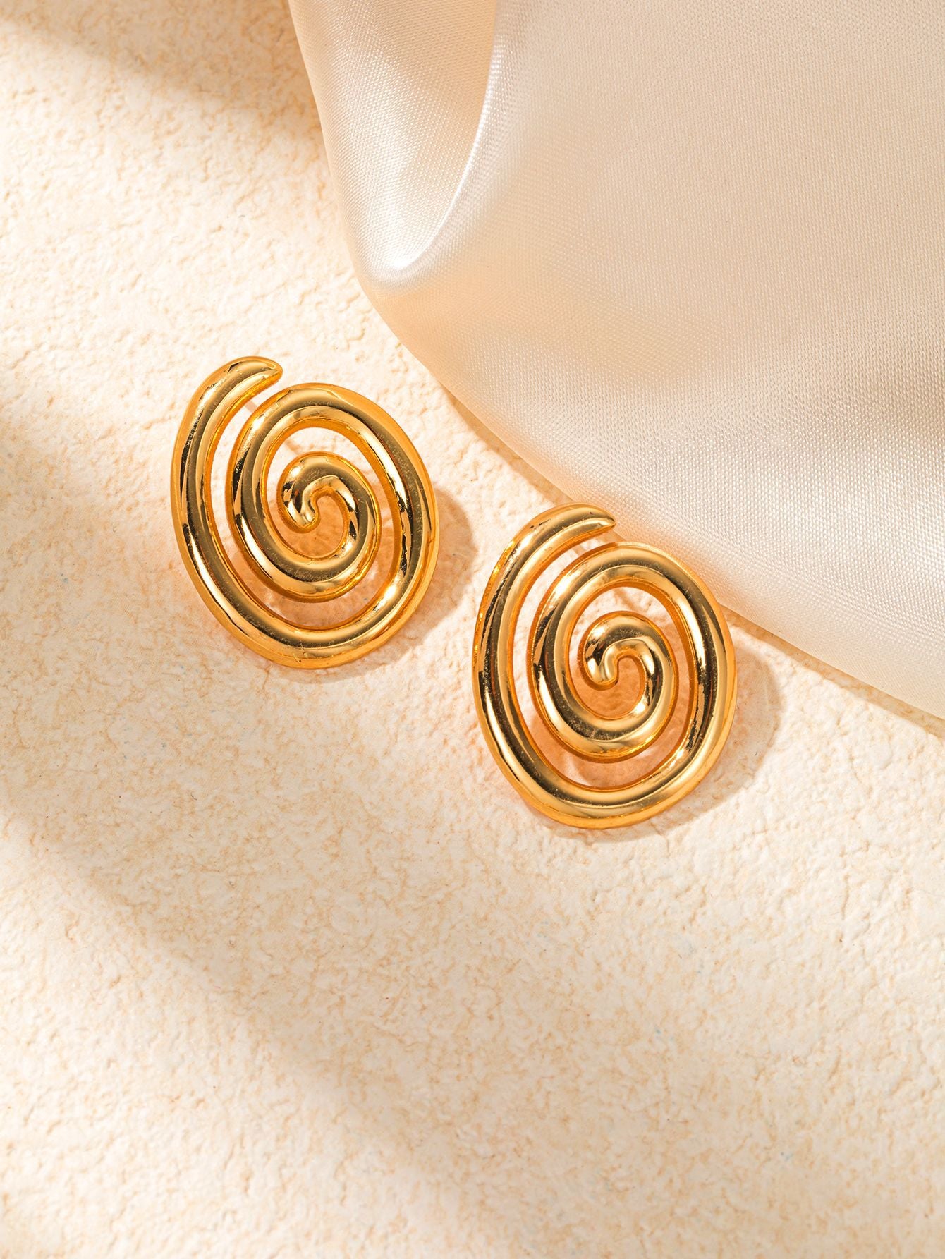 Stainless Steel Ginkgo Leaf Petals Golden Earrings
