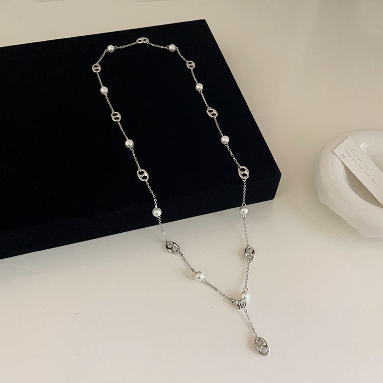 Women's Nose Metal Pearl Design Sense Niche Retro Personality Minimalism Necklaces