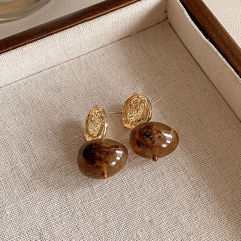 Women's French Retro Amber Elegant Design High-grade Earrings
