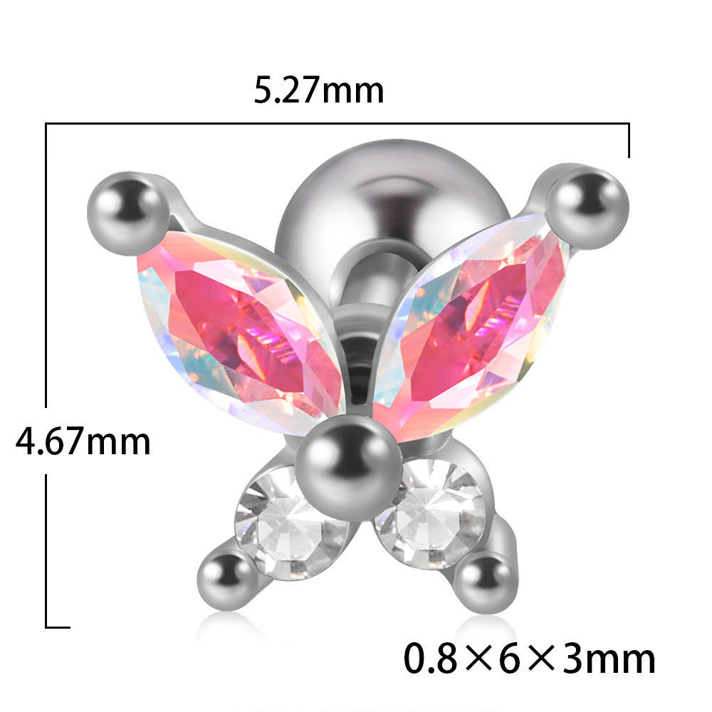 Stainless Steel Fashion Zircon Butterfly Personality Earrings