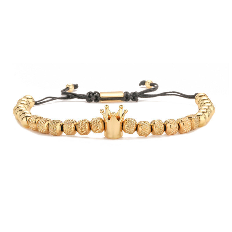 Women's & Men's Copper Crown Stainless Steel Beaded Pineapple Bracelets