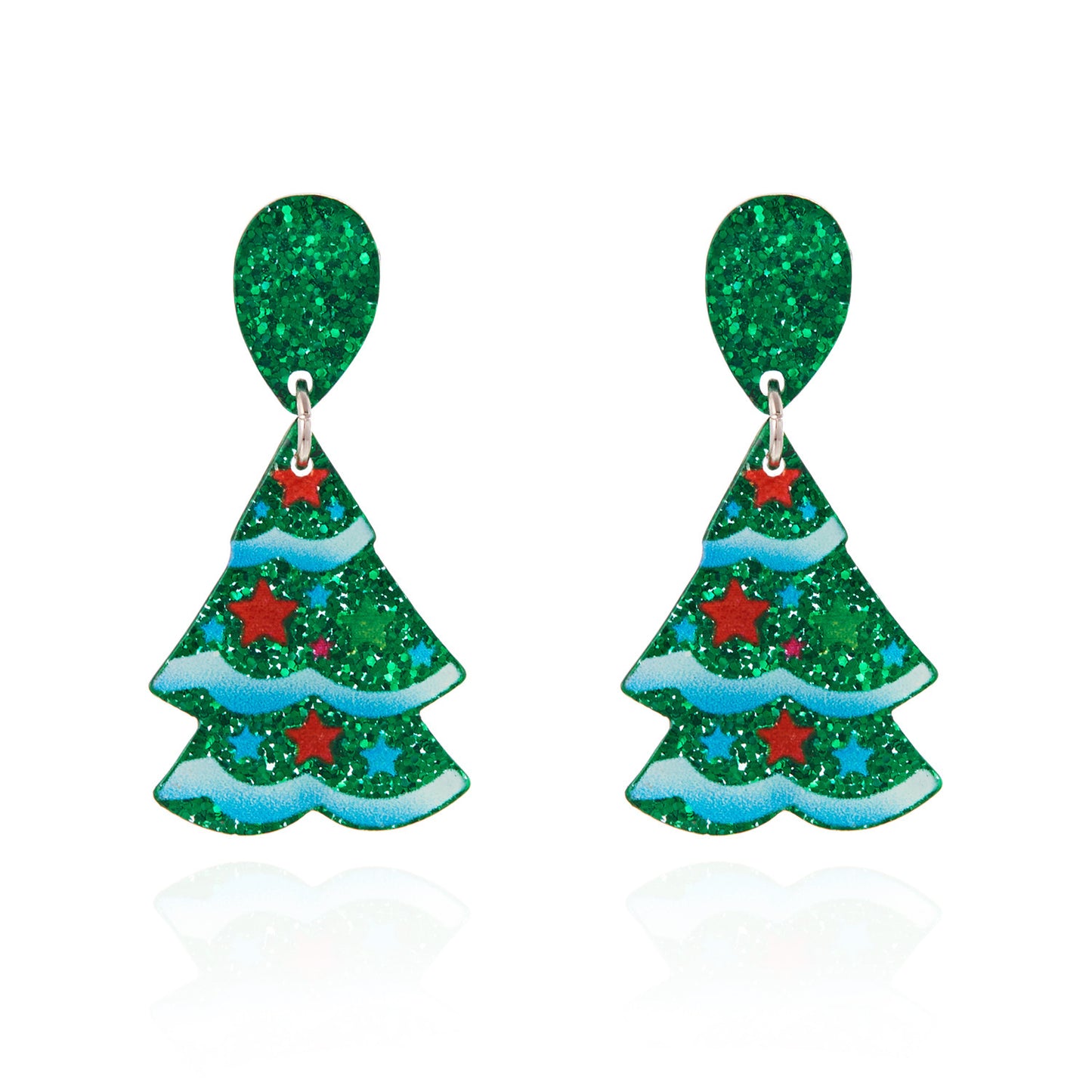 Women's Christmas Creative Cartoon Colorful Tree Acrylic Earrings
